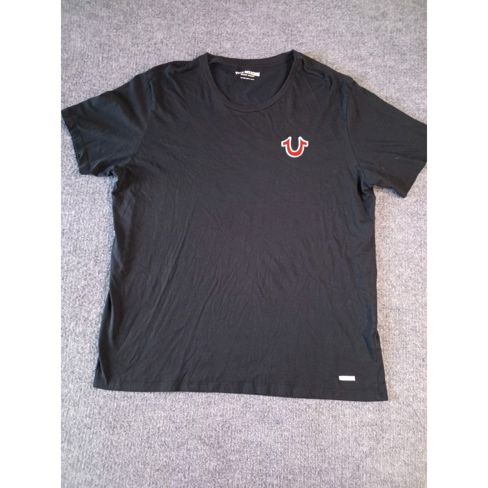 True Religion Brand Jeans T Shirt Mens 3XL Black Guitar Buddha Logo Graphic Shor